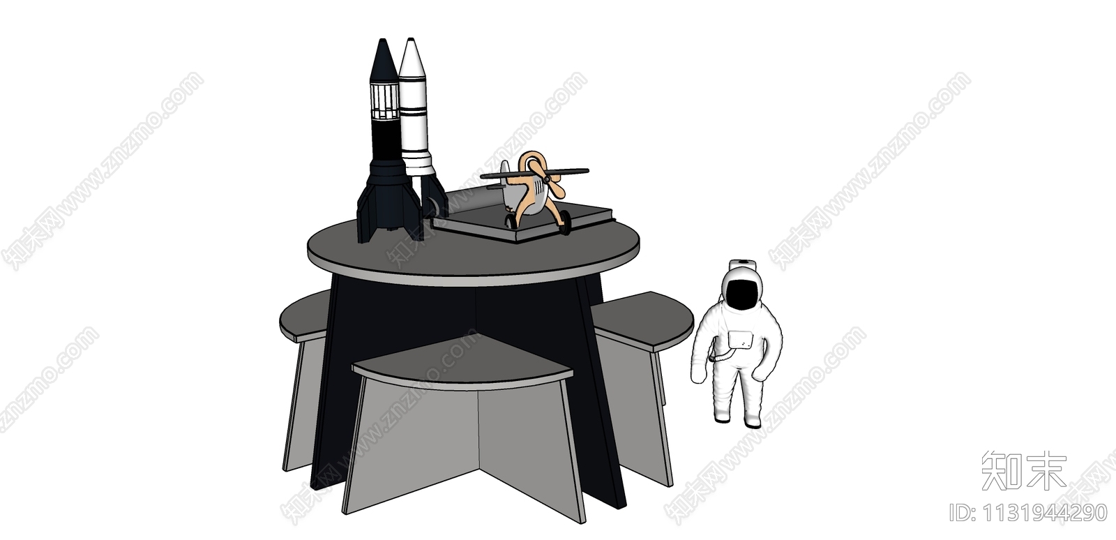 现代儿童桌椅组合SU模型下载【ID:1131944290】