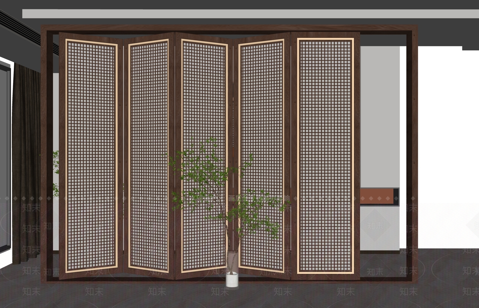 新中式折叠门SU模型下载【ID:1131949156】