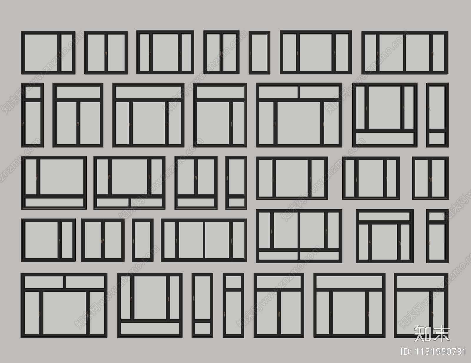 现代窗户组合SU模型下载【ID:1131950731】