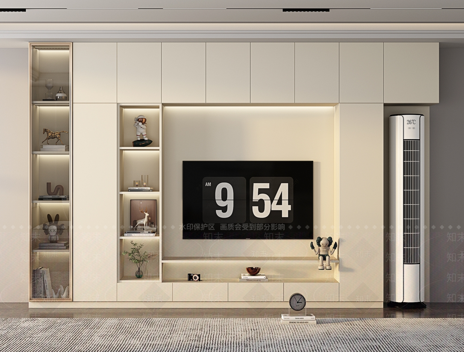现代电视背景墙3D模型下载【ID:1131951256】_知末3d模型网
