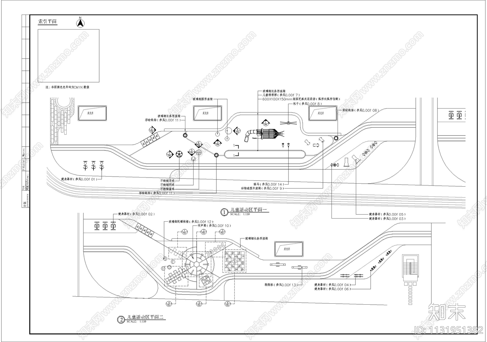 儿童活动区域细部cad施工图下载【ID:1131951382】