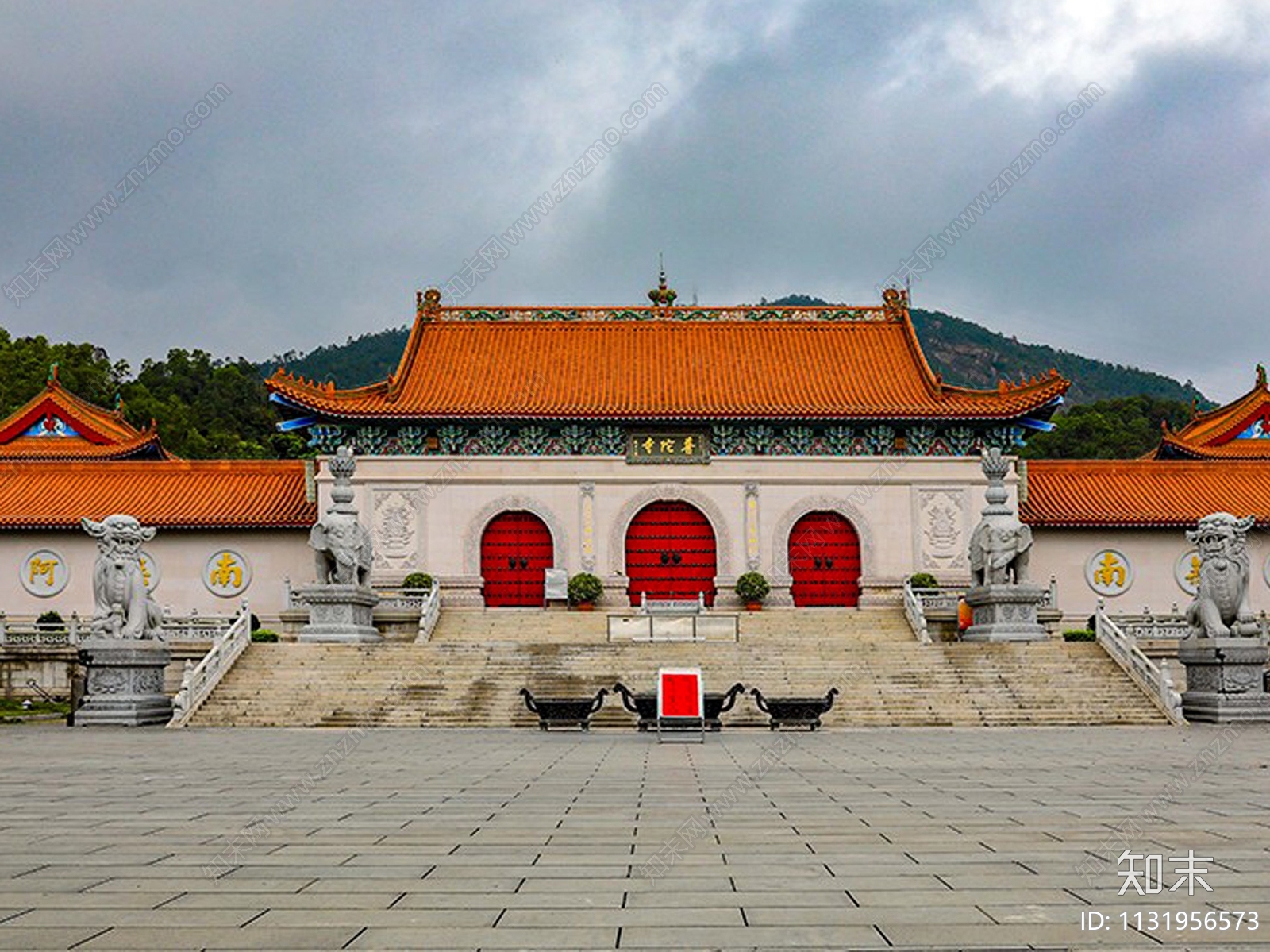 中式古建普陀寺建筑cad施工图下载【ID:1131956573】