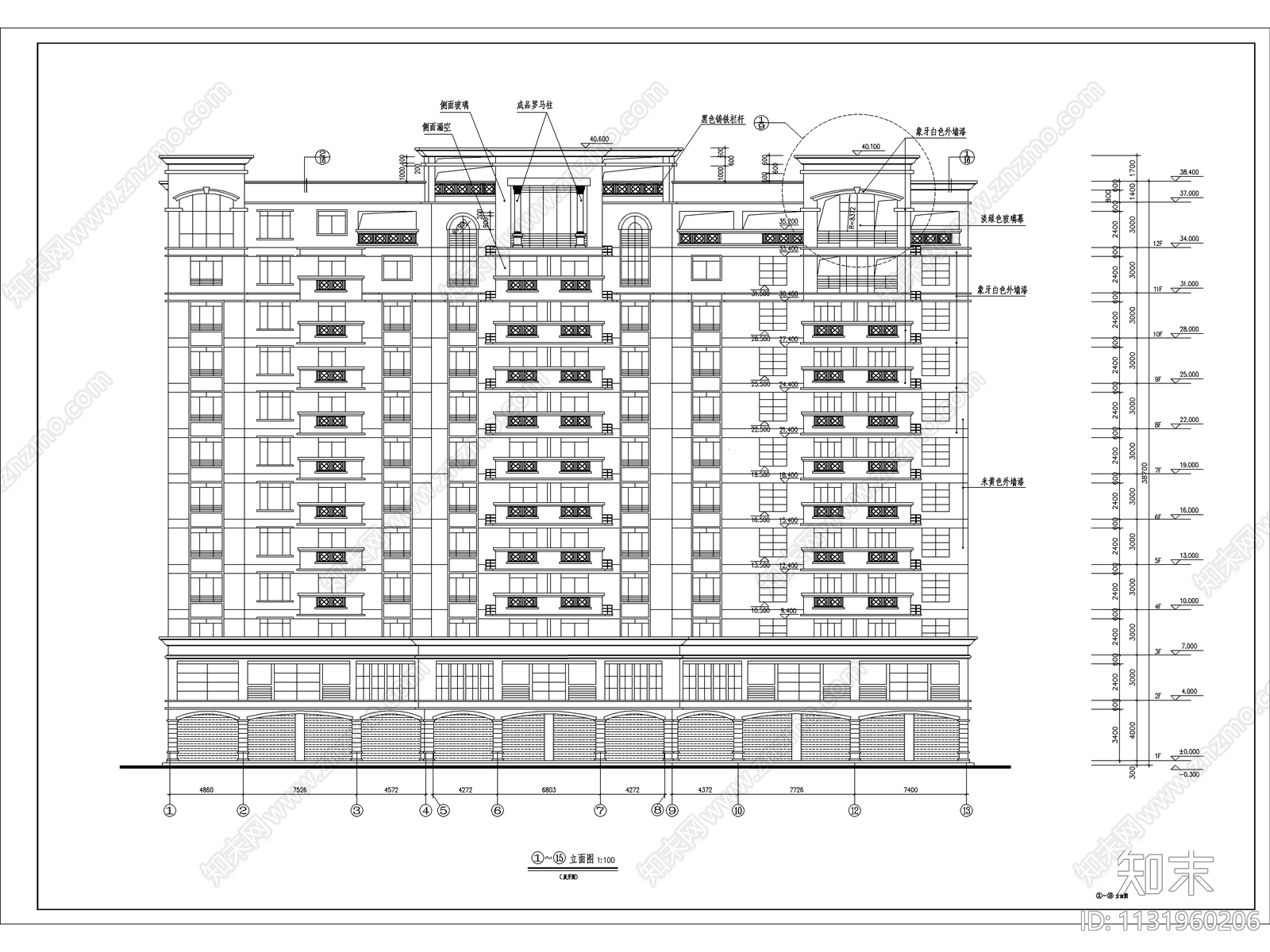 高层商住楼建筑cad施工图下载【ID:1131960206】