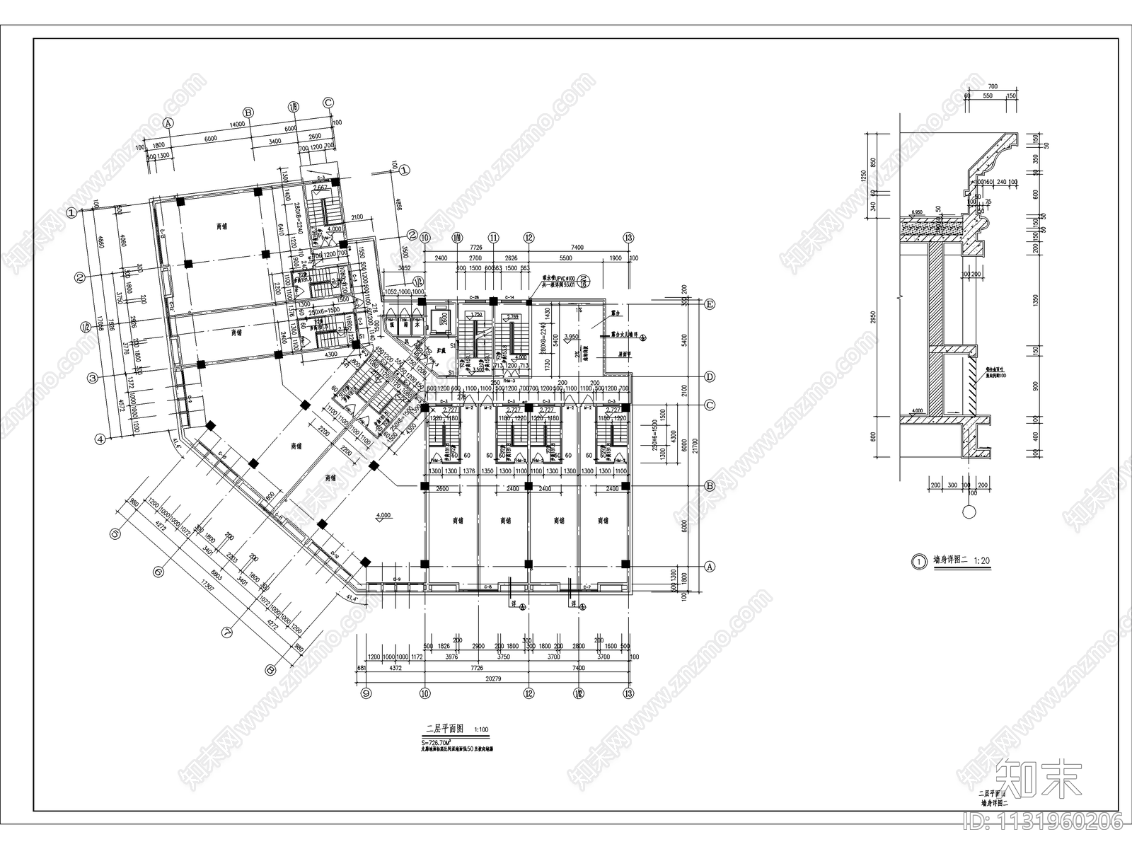 高层商住楼建筑cad施工图下载【ID:1131960206】