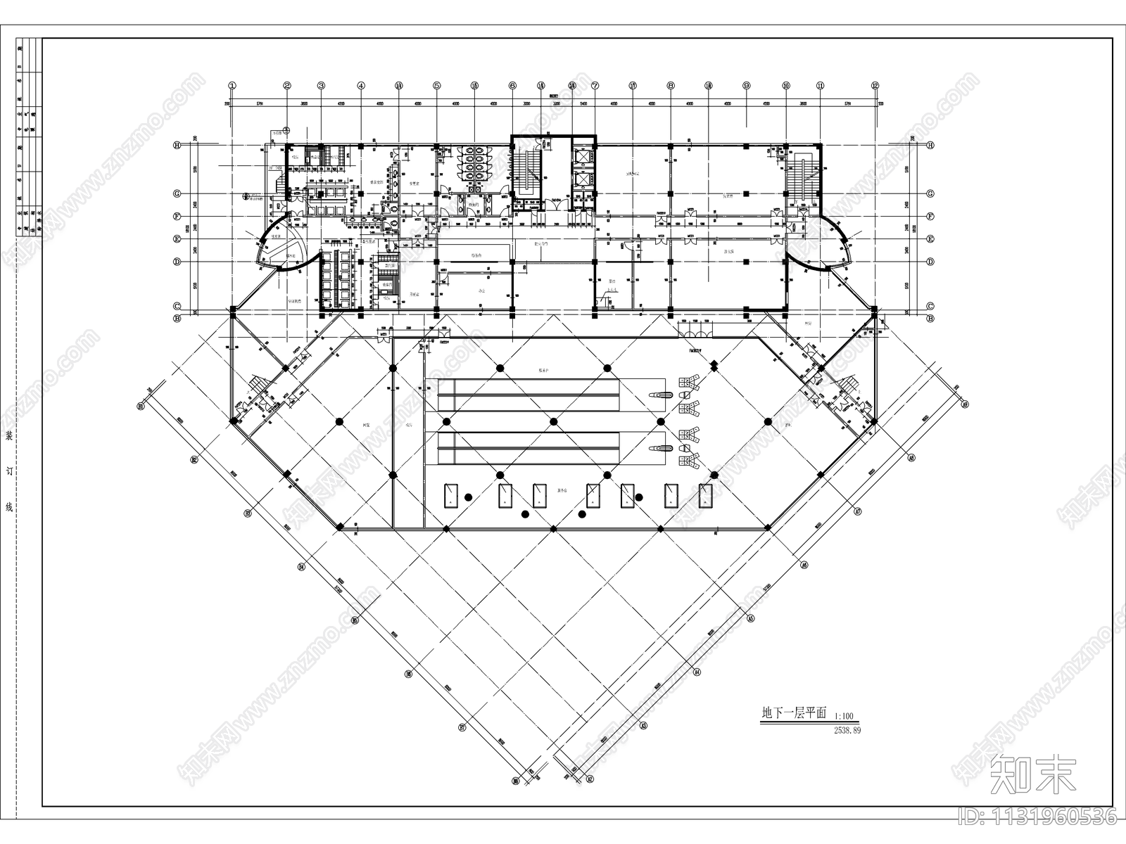 高档酒店建筑cad施工图下载【ID:1131960536】