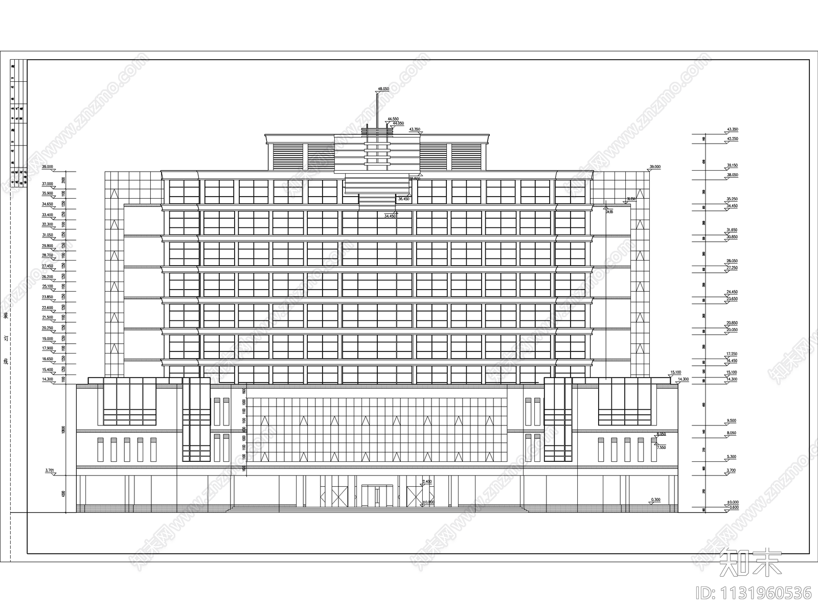 高档酒店建筑cad施工图下载【ID:1131960536】