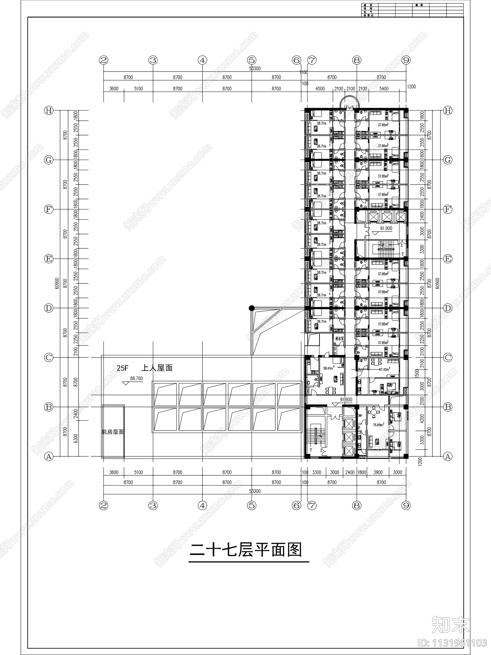 高层综合体建筑cad施工图下载【ID:1131961103】