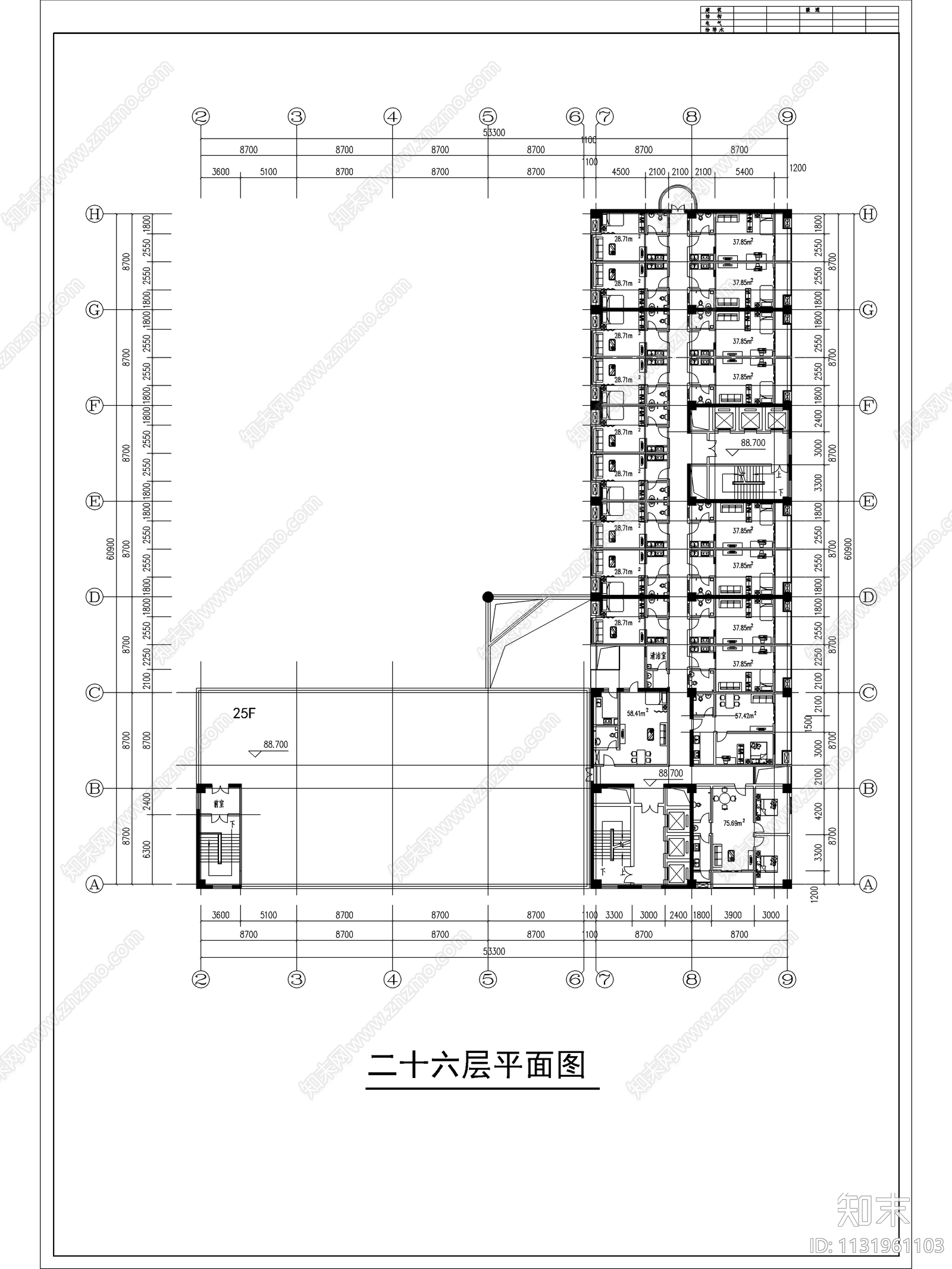 高层综合体建筑cad施工图下载【ID:1131961103】