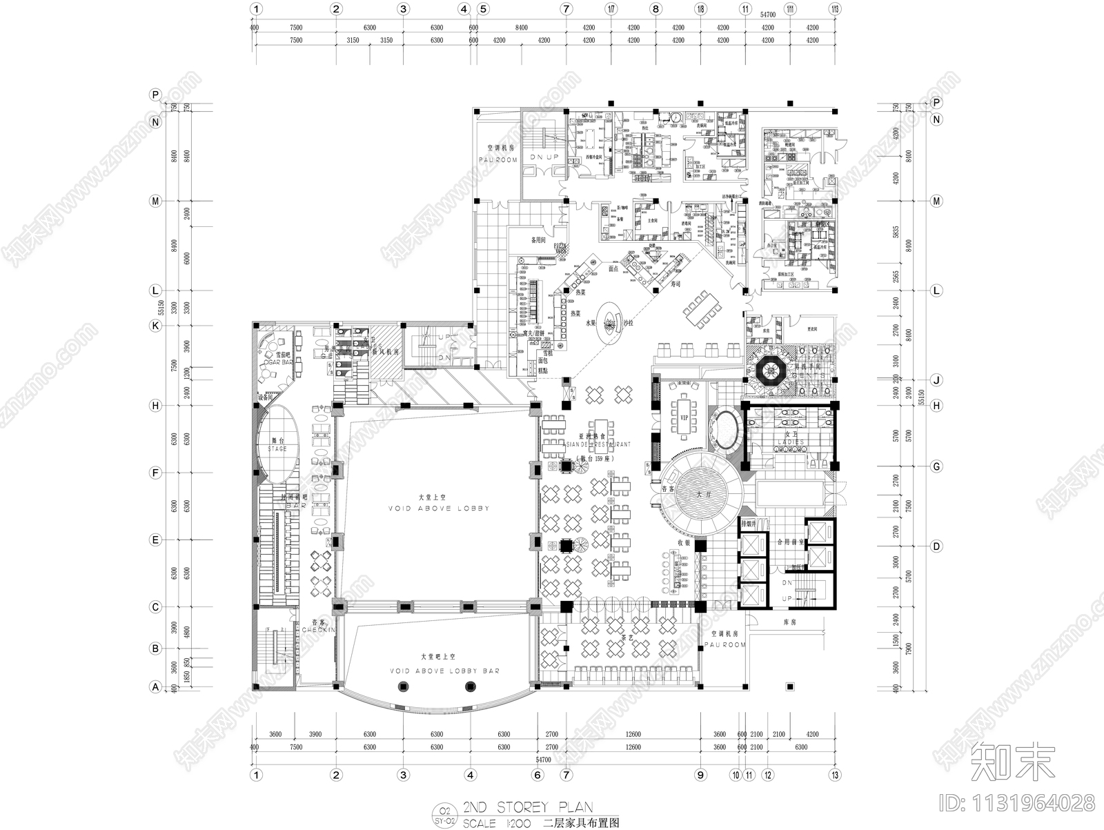 5000㎡自助餐厅cad施工图下载【ID:1131964028】