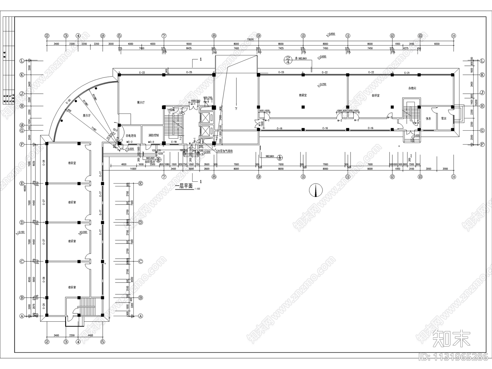 底商住宅楼建筑cad施工图下载【ID:1131965286】