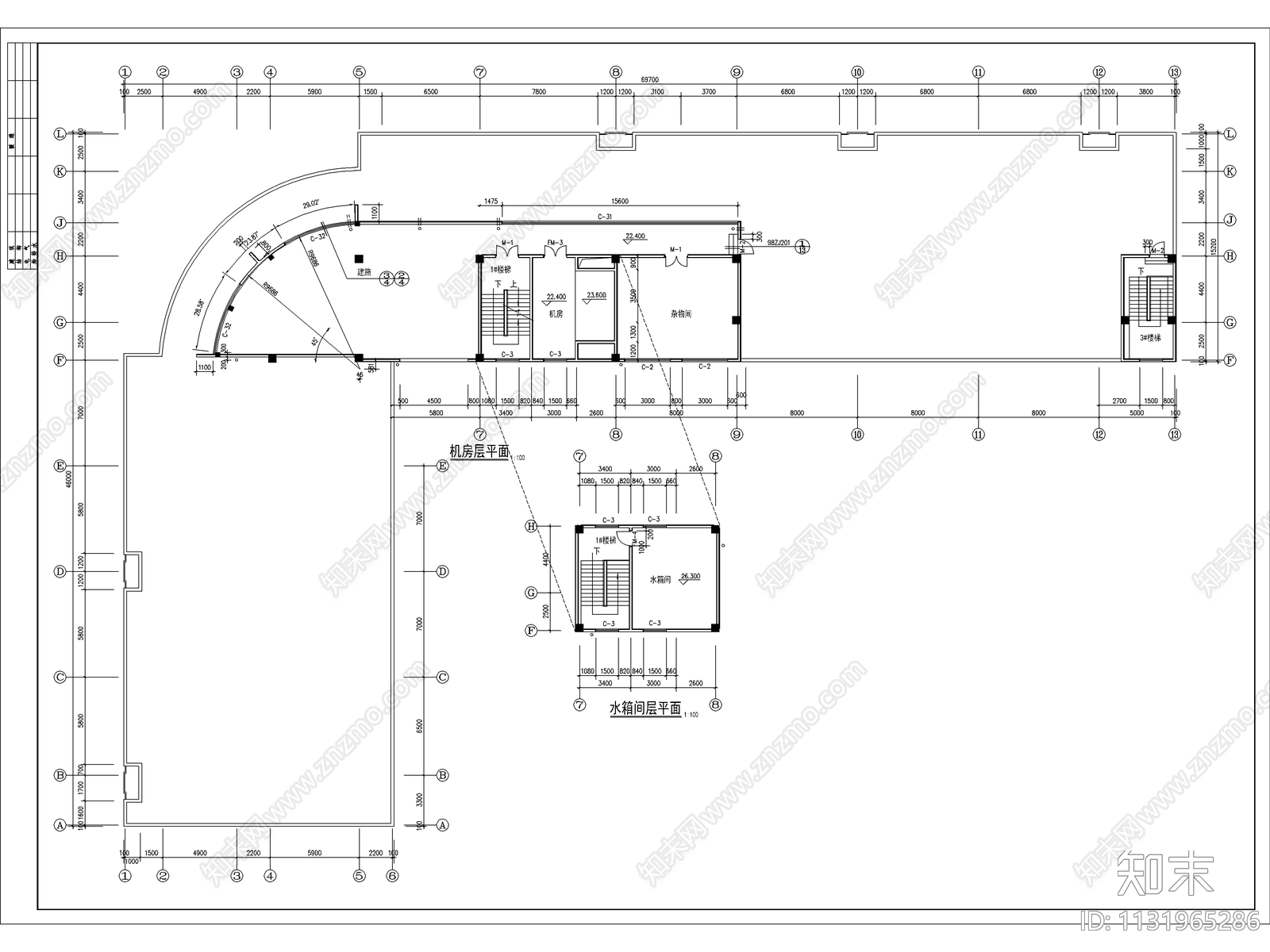 底商住宅楼建筑cad施工图下载【ID:1131965286】