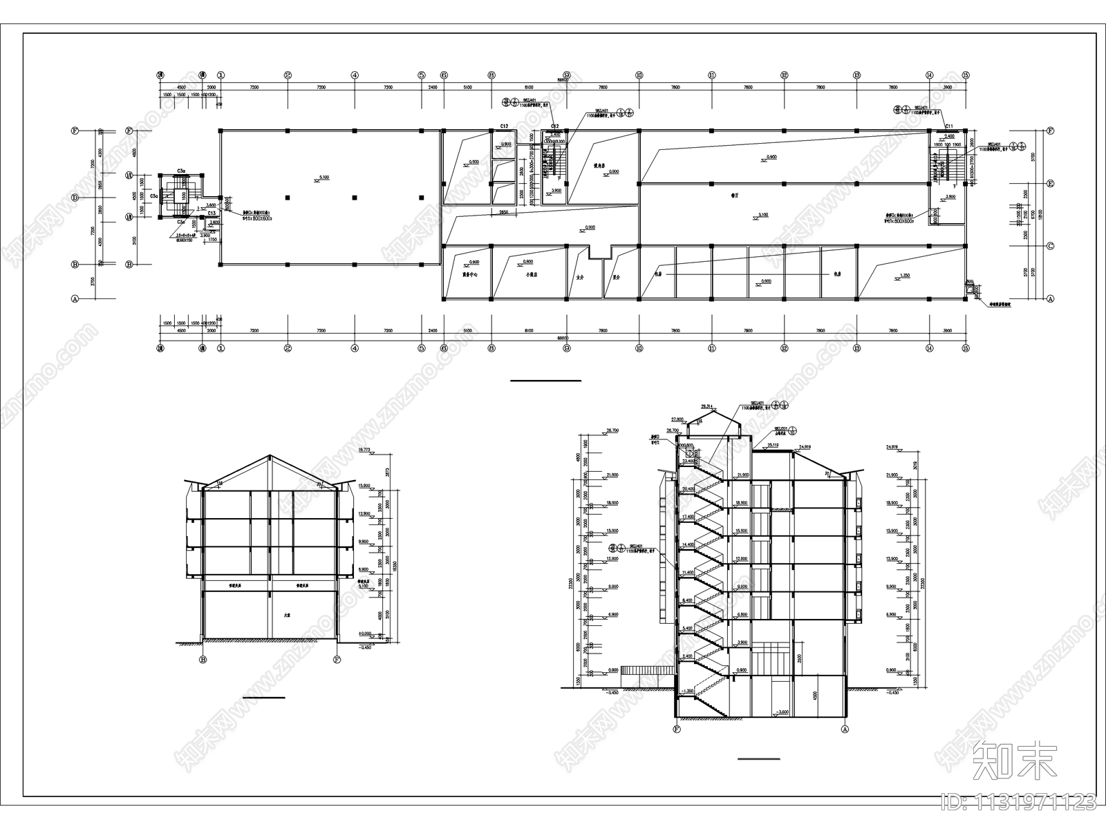 度假中心建筑cad施工图下载【ID:1131971123】