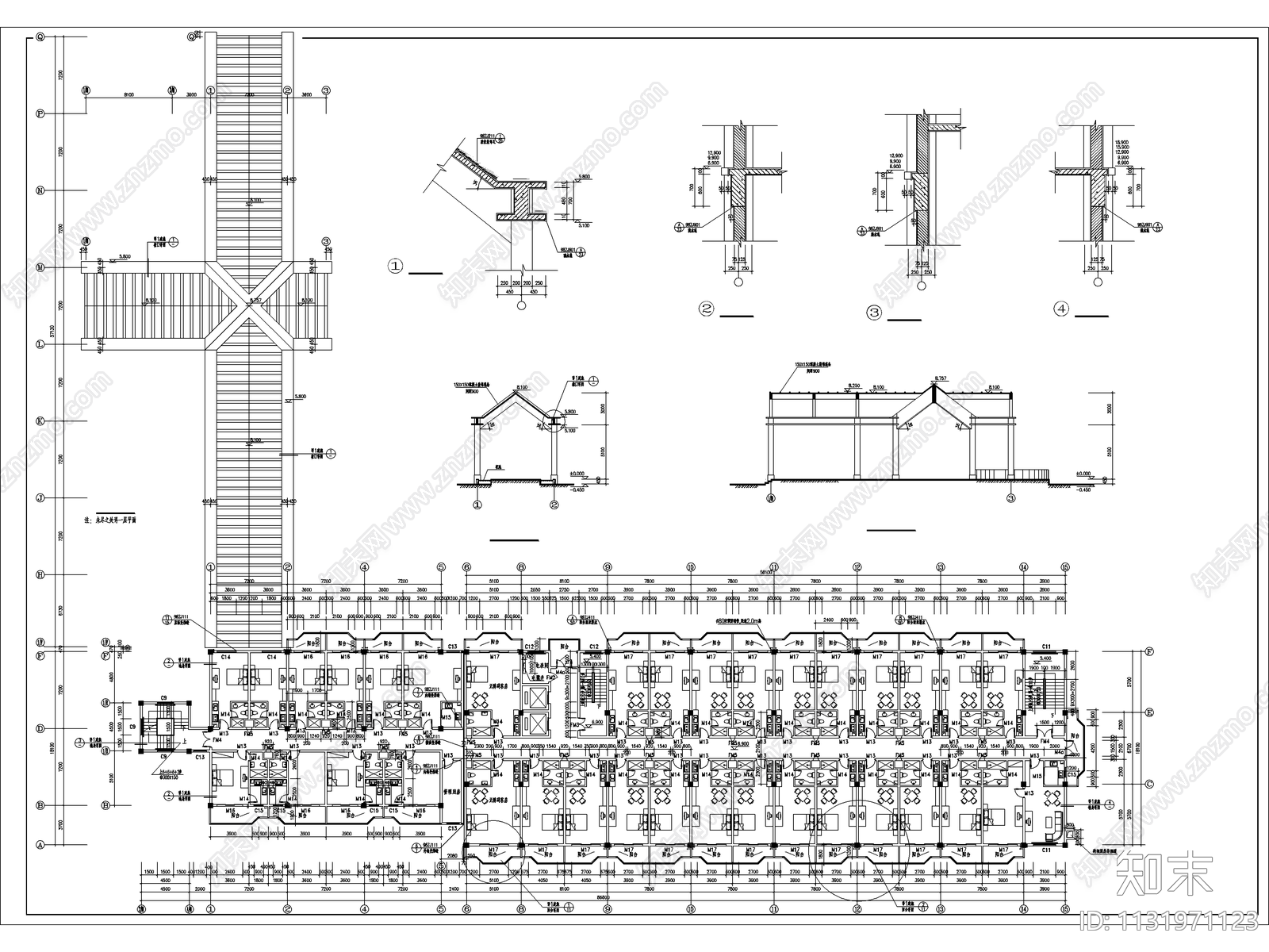 度假中心建筑cad施工图下载【ID:1131971123】