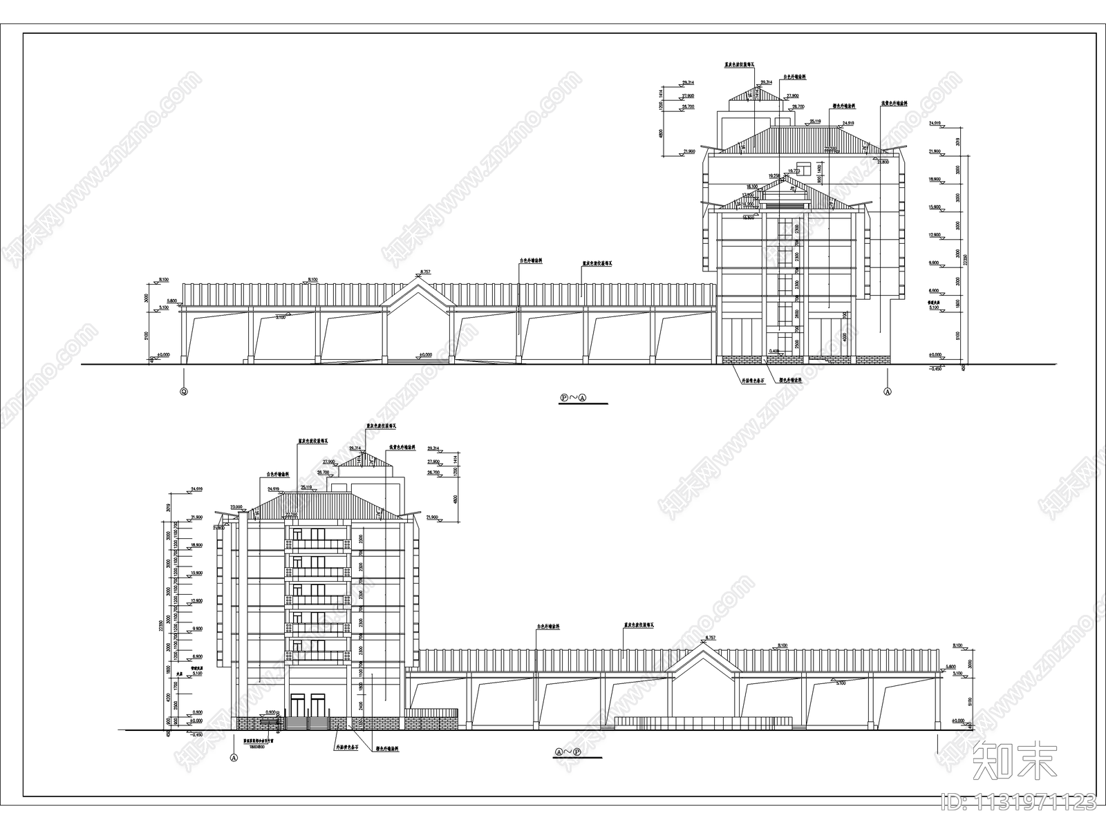 度假中心建筑cad施工图下载【ID:1131971123】