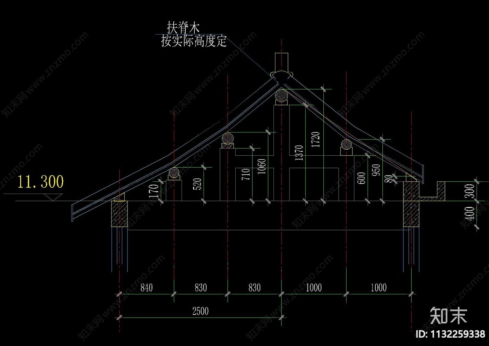 中式上海桥梓湾商城会所仿古建筑cad施工图下载【ID:1132259338】