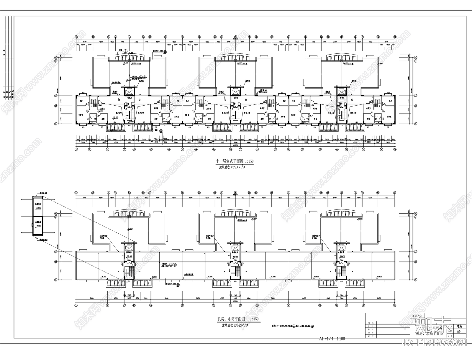 高层商住楼建筑cad施工图下载【ID:1131978081】