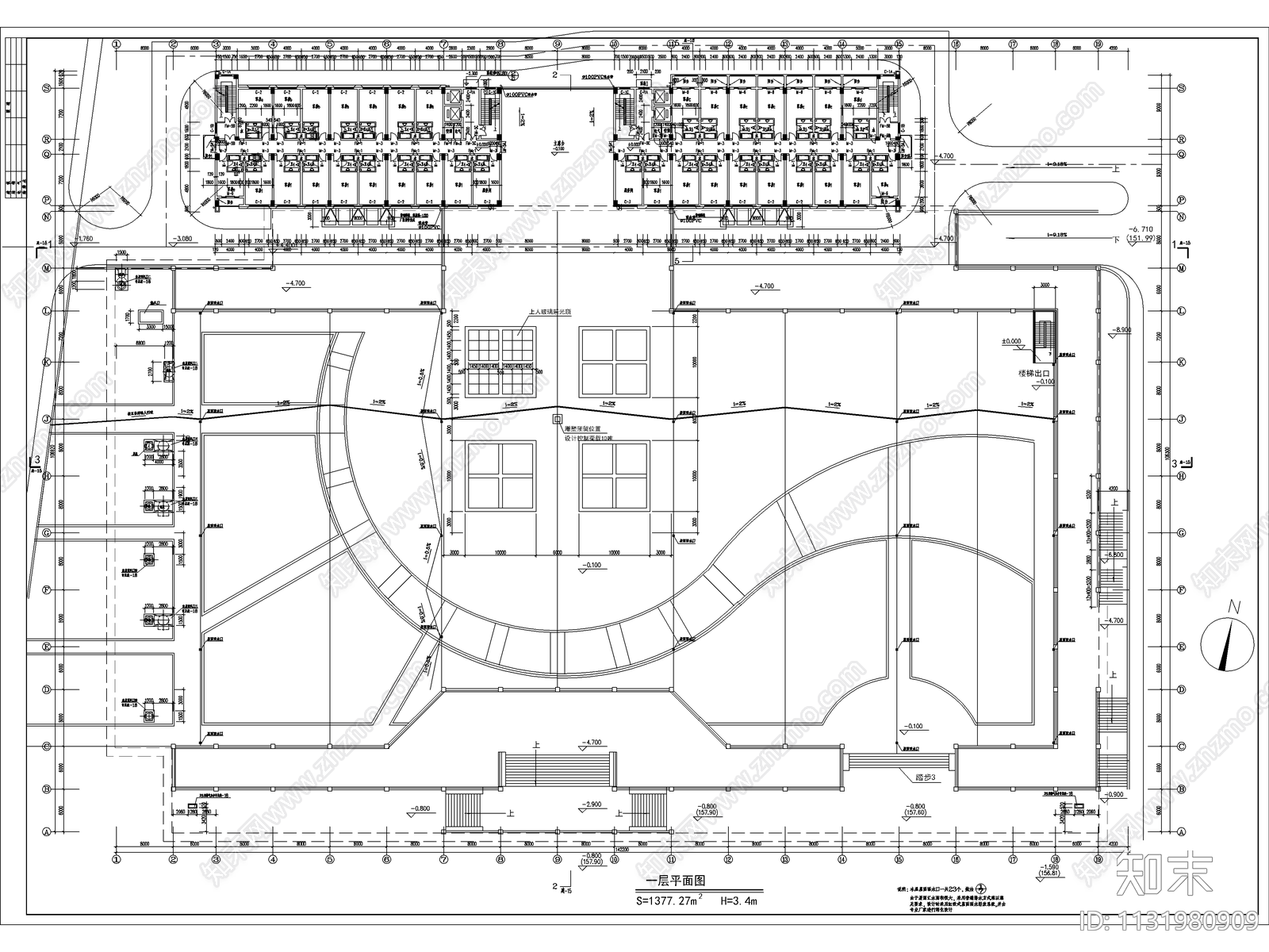 地下商场及宾馆建筑cad施工图下载【ID:1131980909】