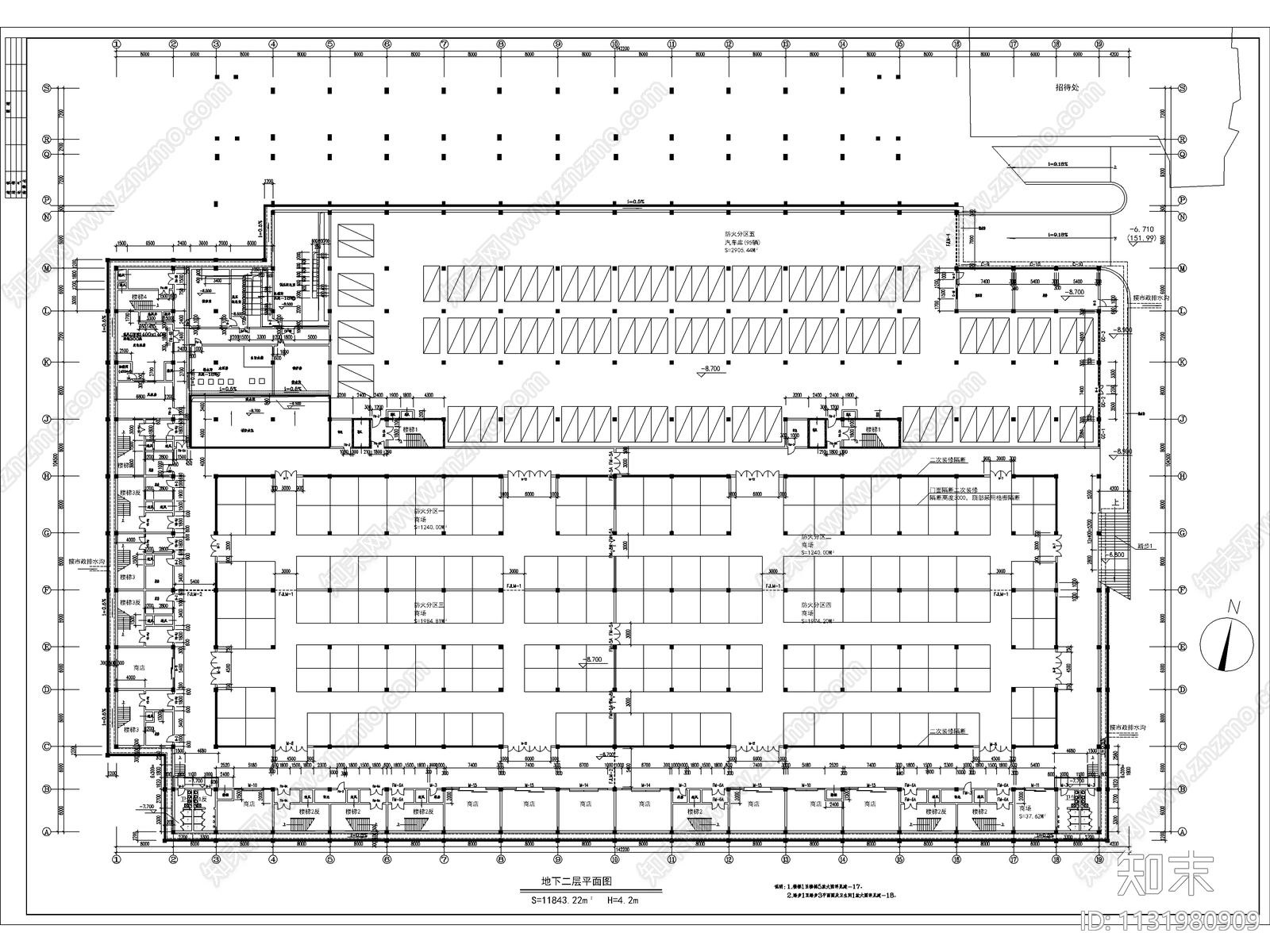 地下商场及宾馆建筑cad施工图下载【ID:1131980909】