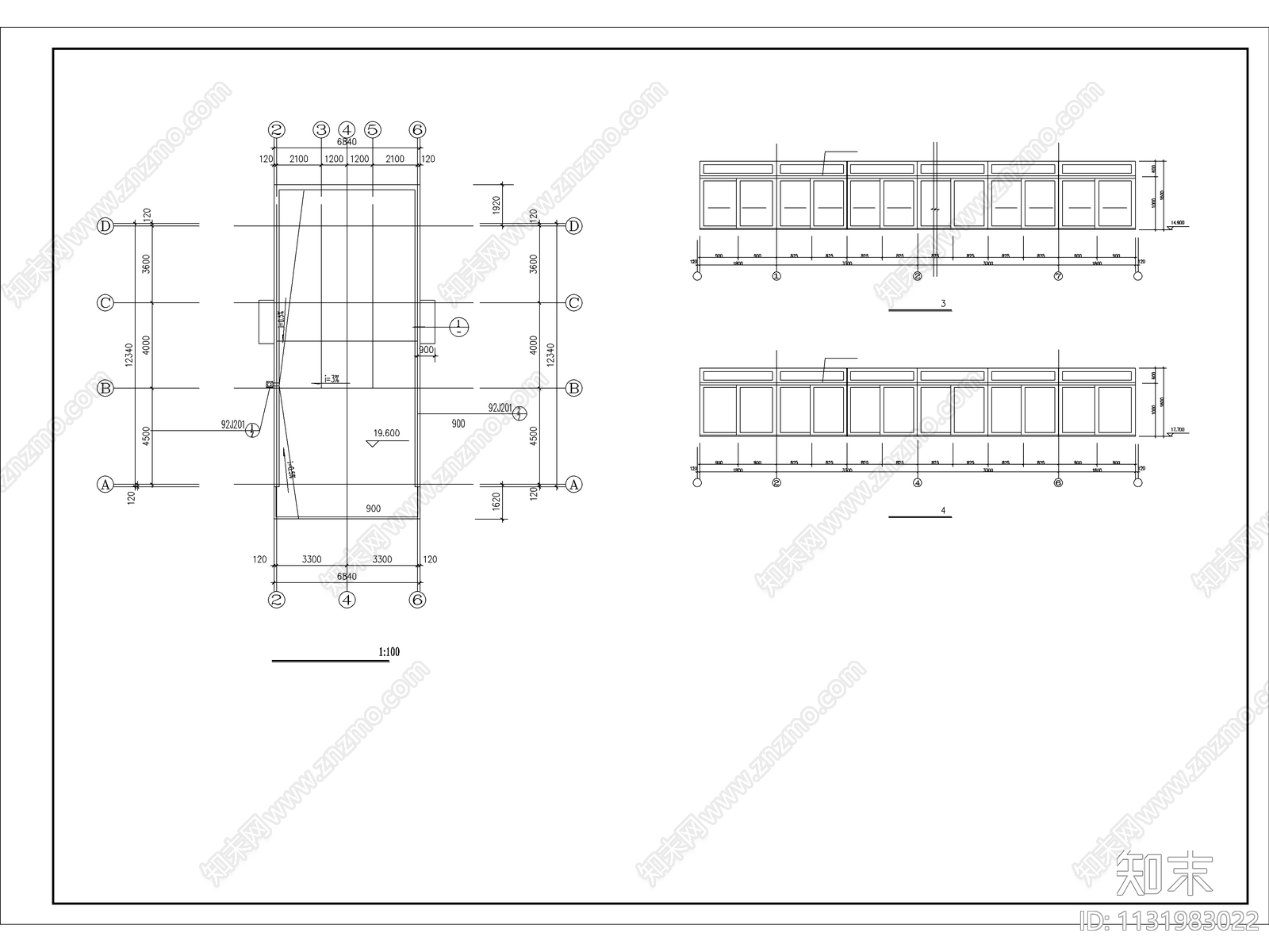 多层住宅建筑cad施工图下载【ID:1131983022】