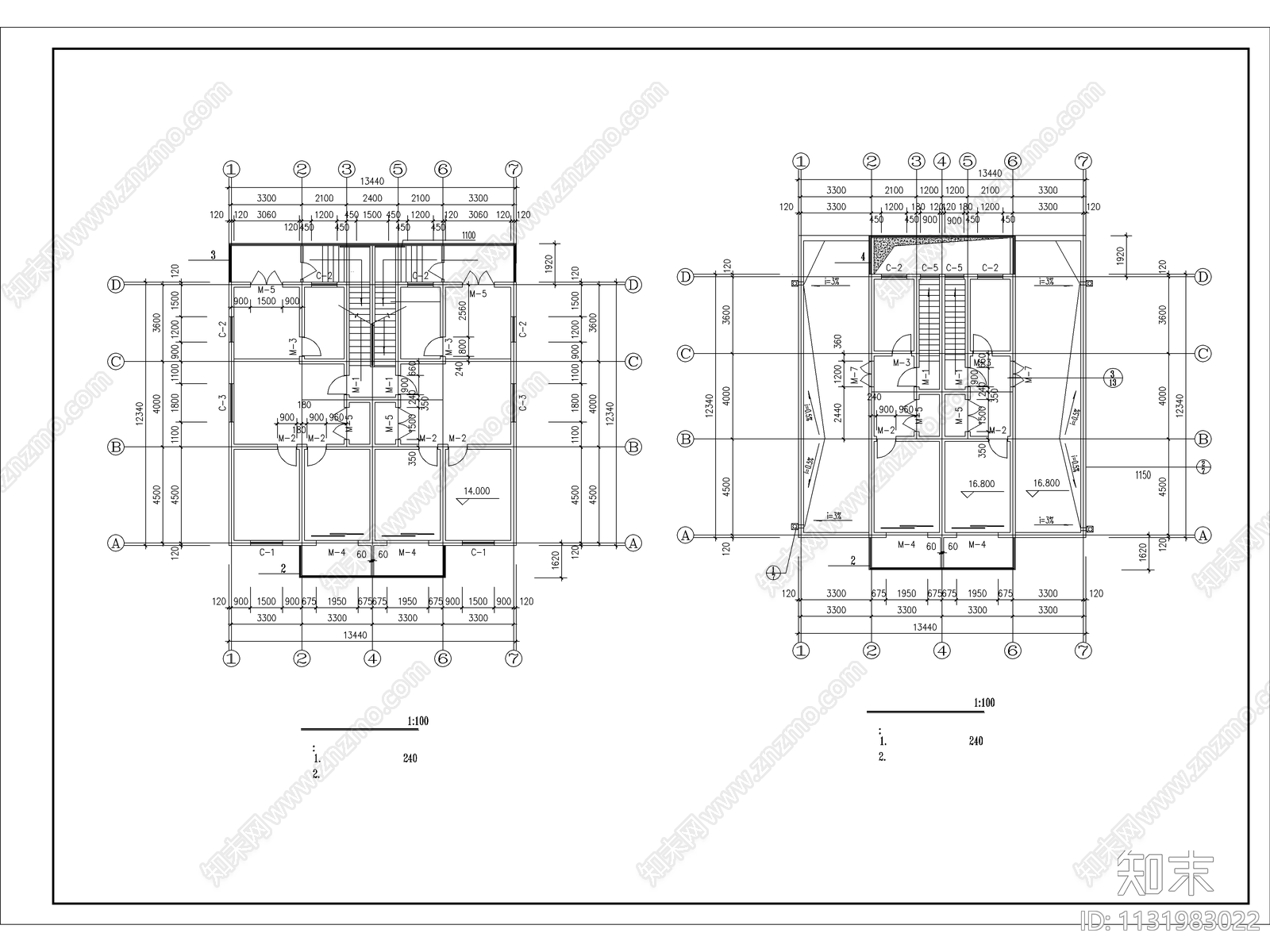 多层住宅建筑cad施工图下载【ID:1131983022】