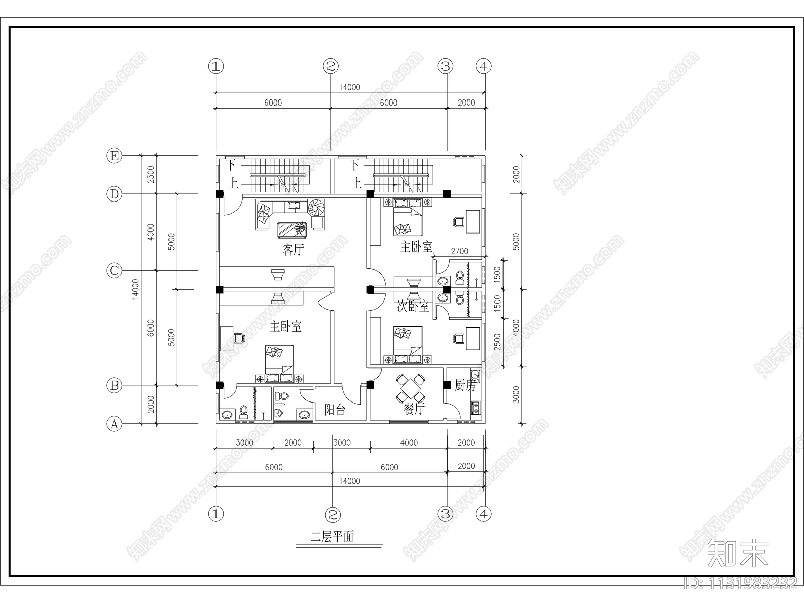 多层商住楼建筑cad施工图下载【ID:1131983232】