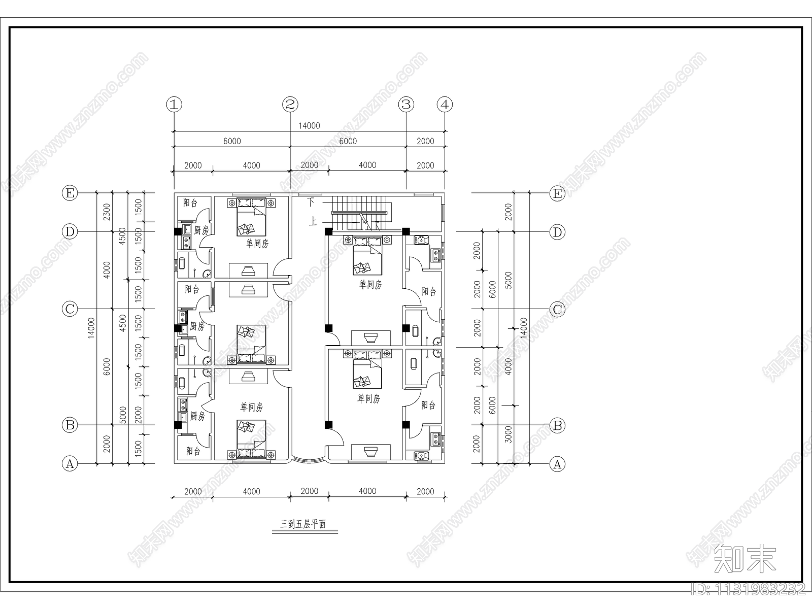 多层商住楼建筑cad施工图下载【ID:1131983232】