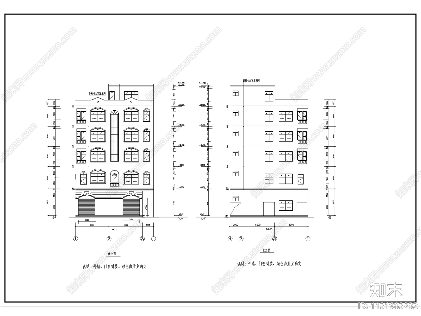 多层商住楼建筑cad施工图下载【ID:1131983232】