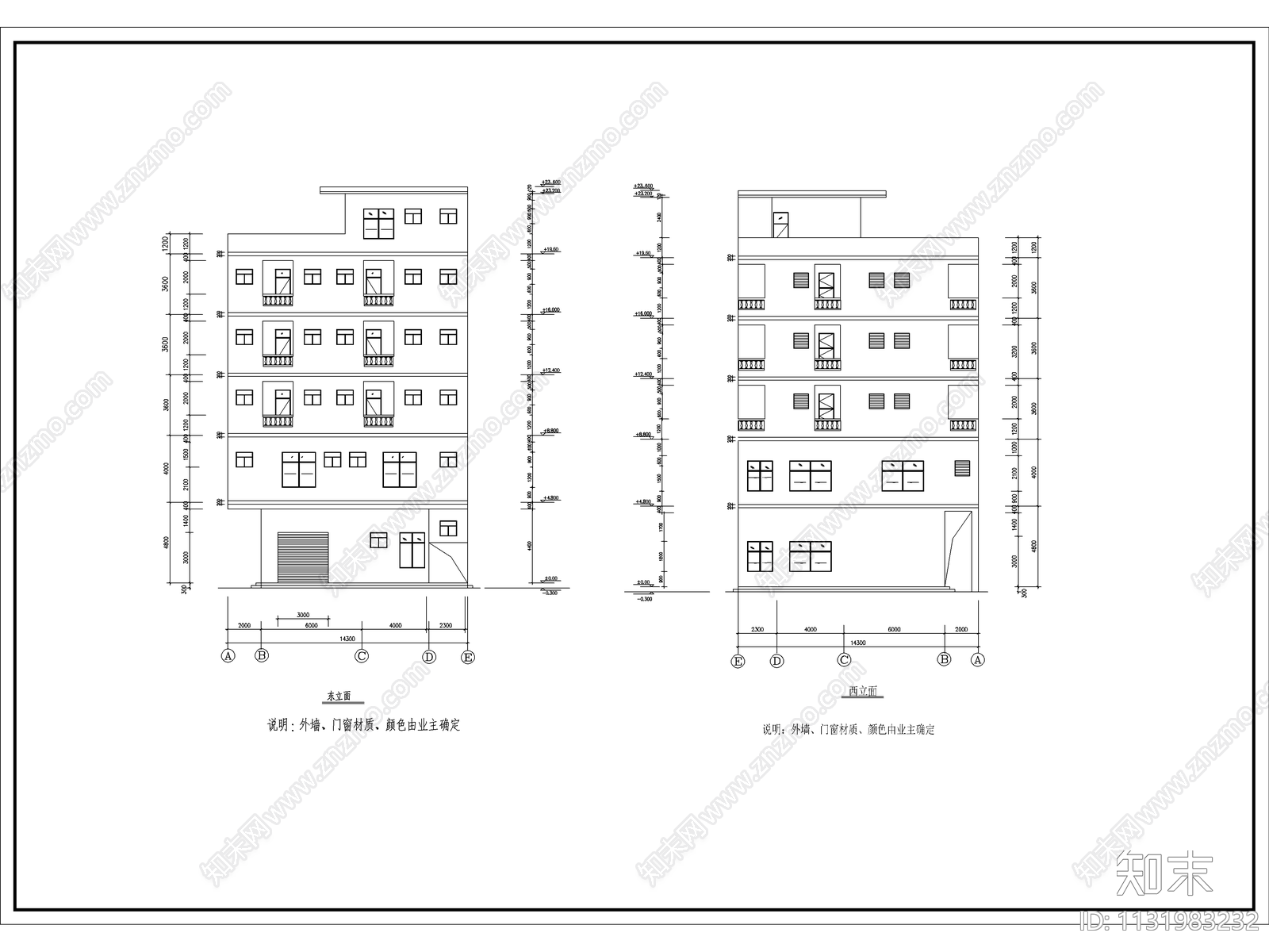 多层商住楼建筑cad施工图下载【ID:1131983232】