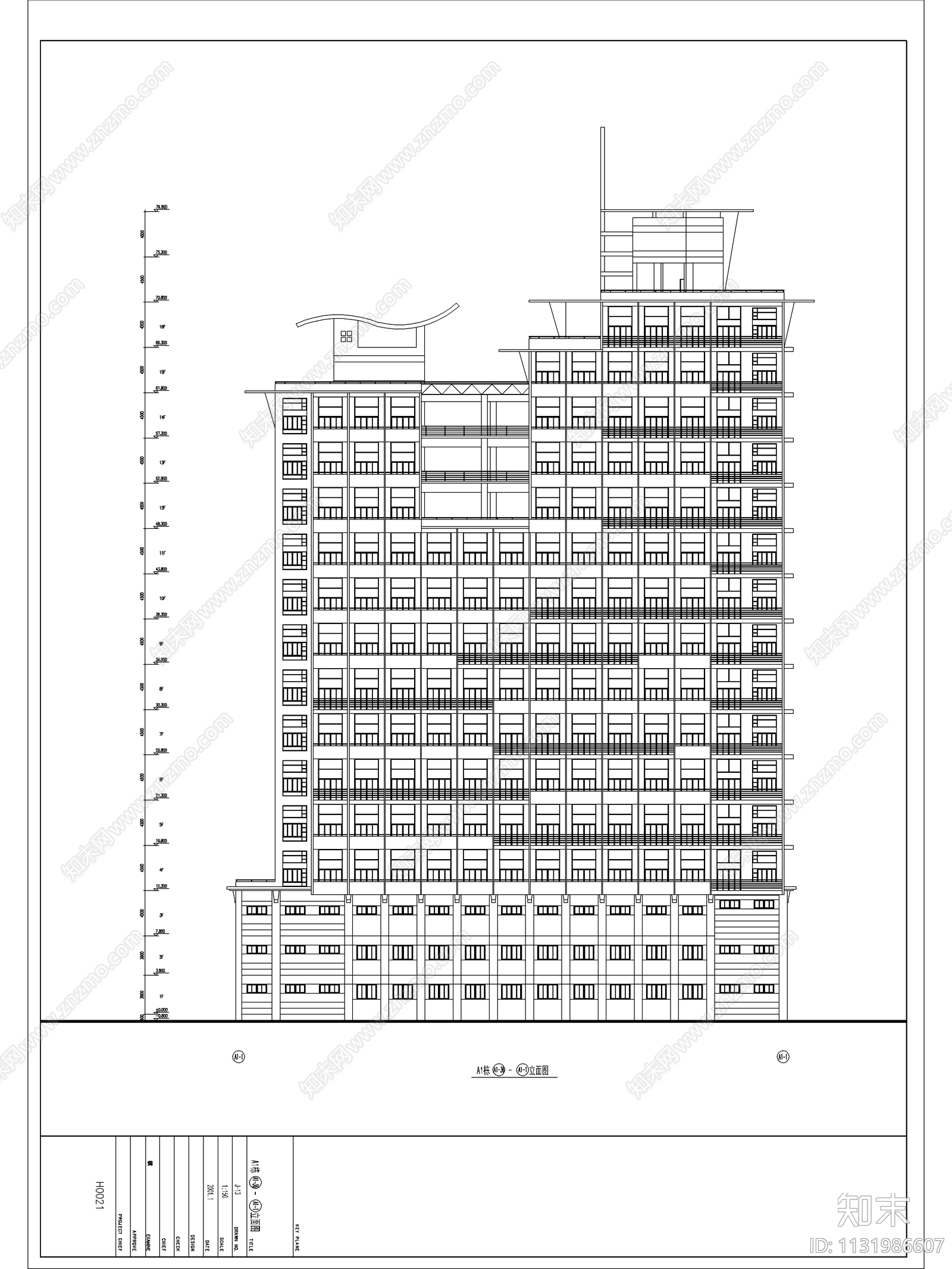 高层商住楼建筑图cad施工图下载【ID:1131986607】