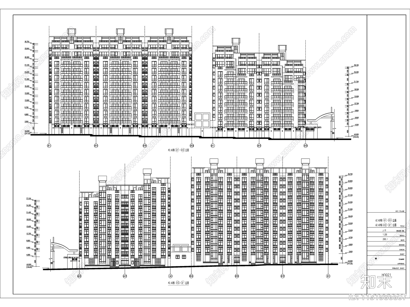 高层商住楼建筑图cad施工图下载【ID:1131986607】