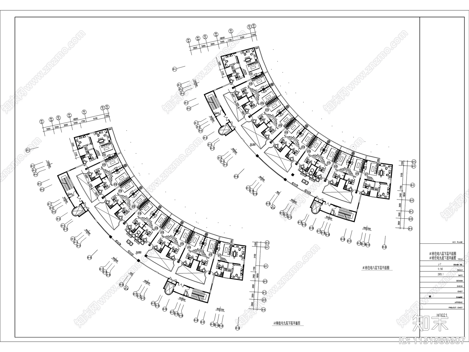 高层商住楼建筑图cad施工图下载【ID:1131986607】