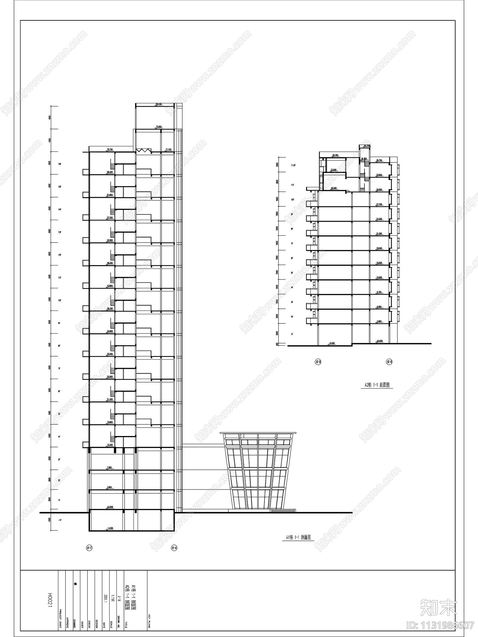 高层商住楼建筑图cad施工图下载【ID:1131986607】