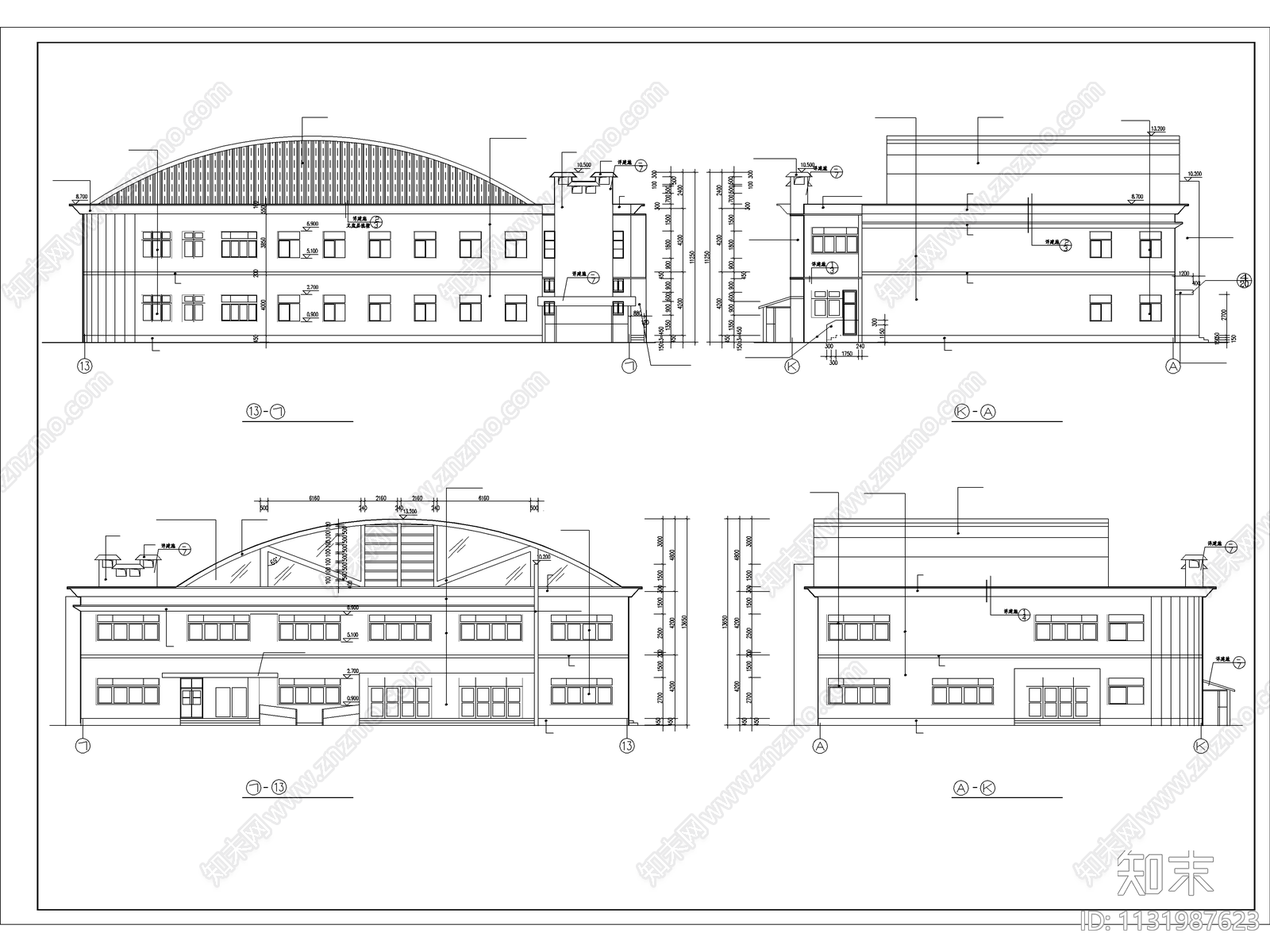 二层食堂建筑cad施工图下载【ID:1131987623】