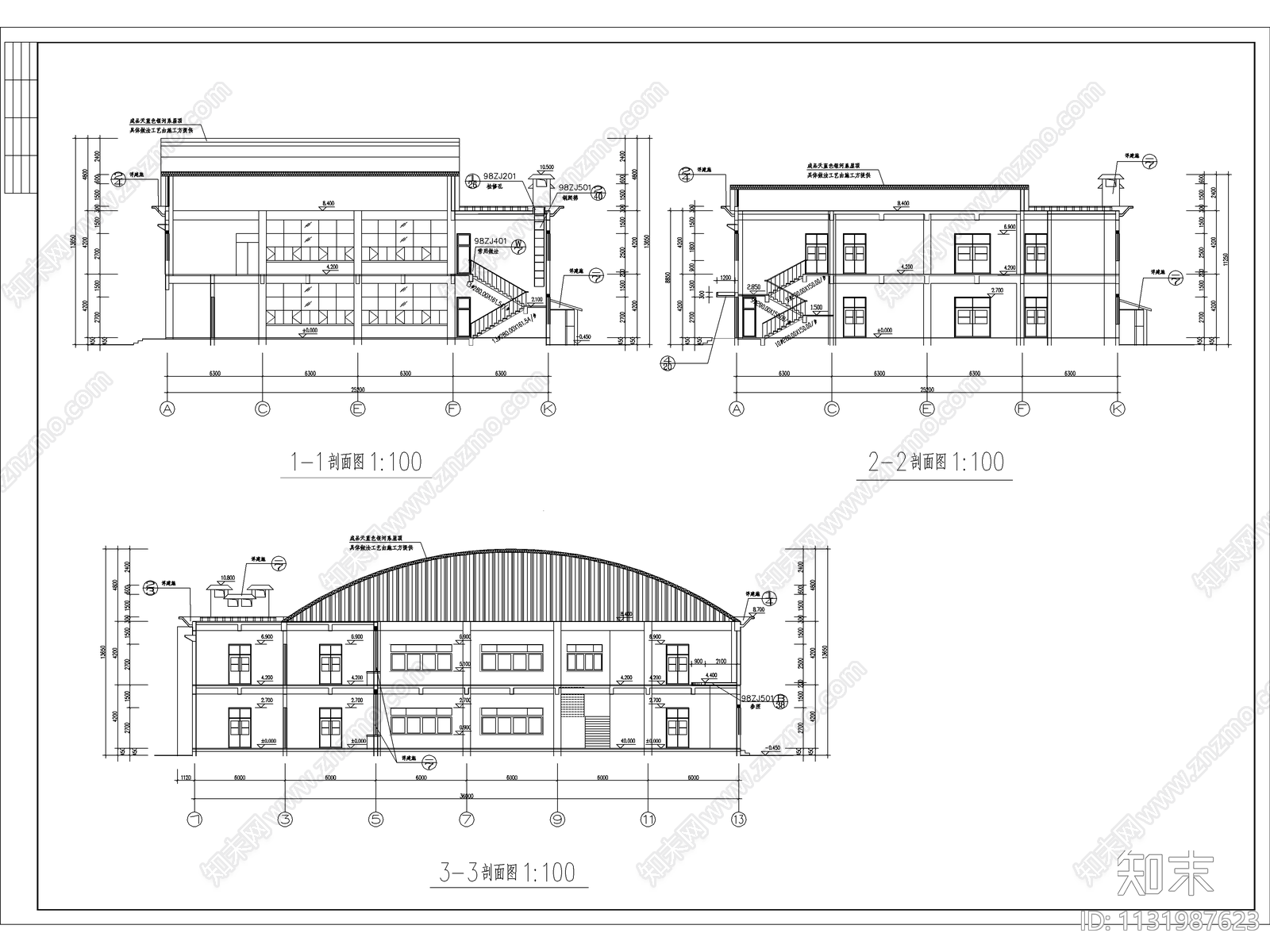 二层食堂建筑cad施工图下载【ID:1131987623】