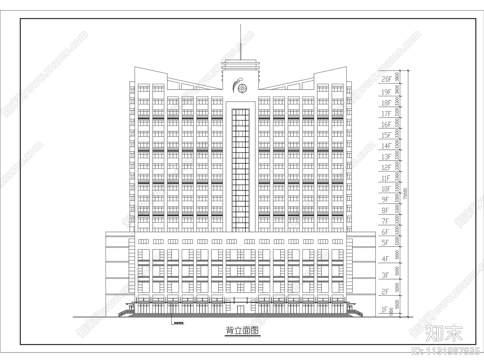 高层酒店建筑cad施工图下载【ID:1131987935】