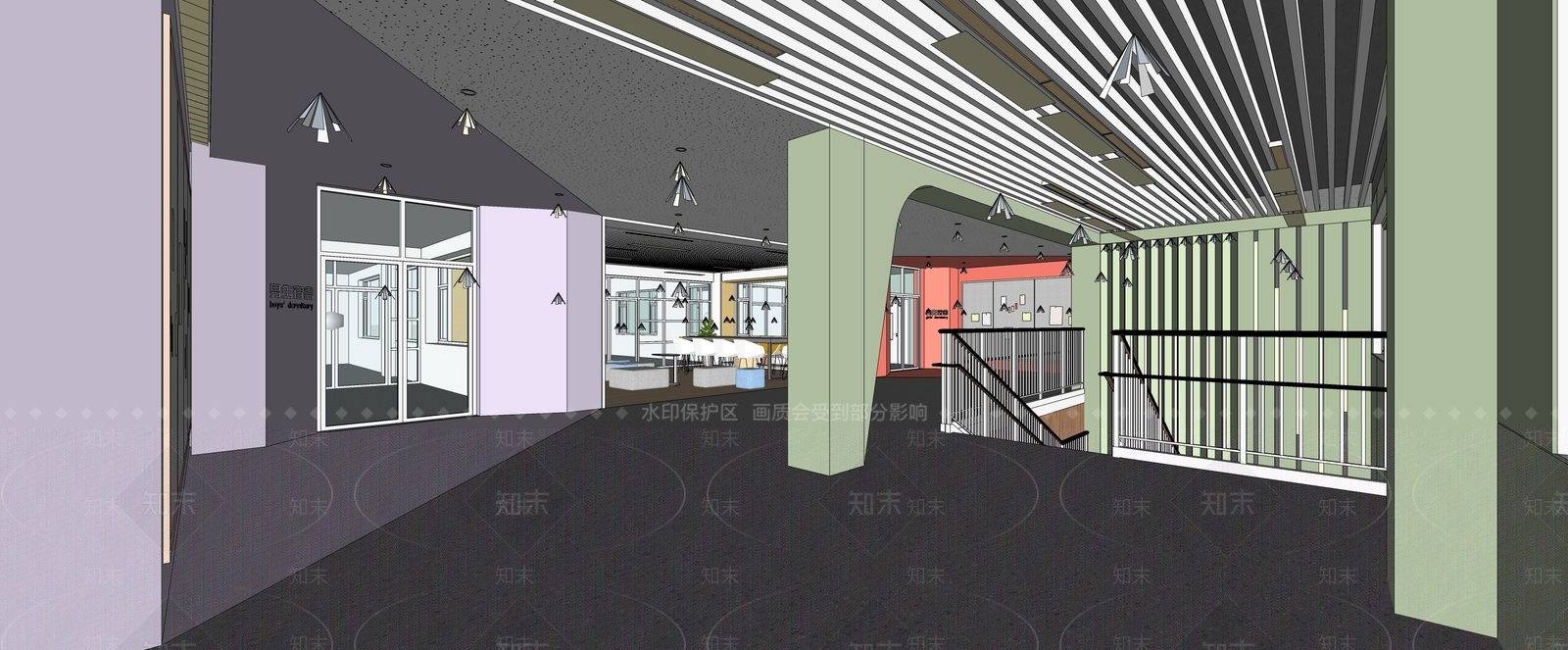 现代学生宿舍活动交流区SU模型下载【ID:1131989965】