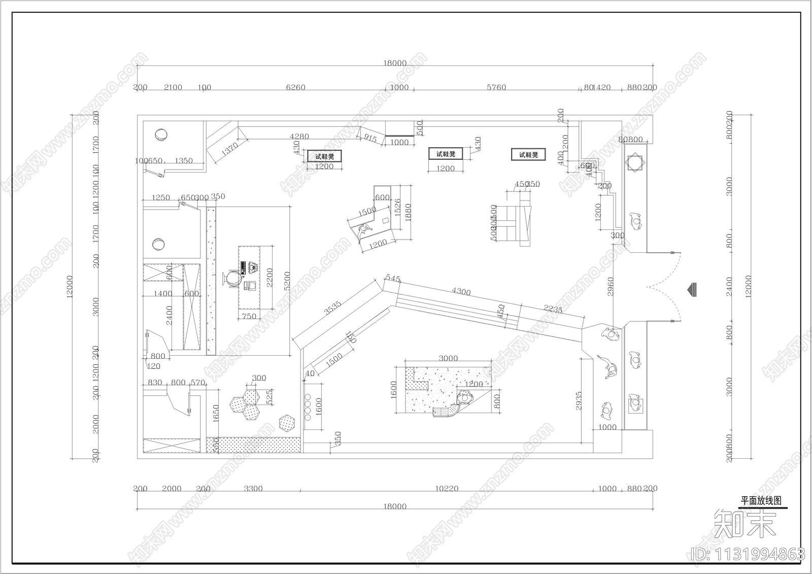 阿迪达斯鞋店专卖店全套cad施工图下载【ID:1131994863】