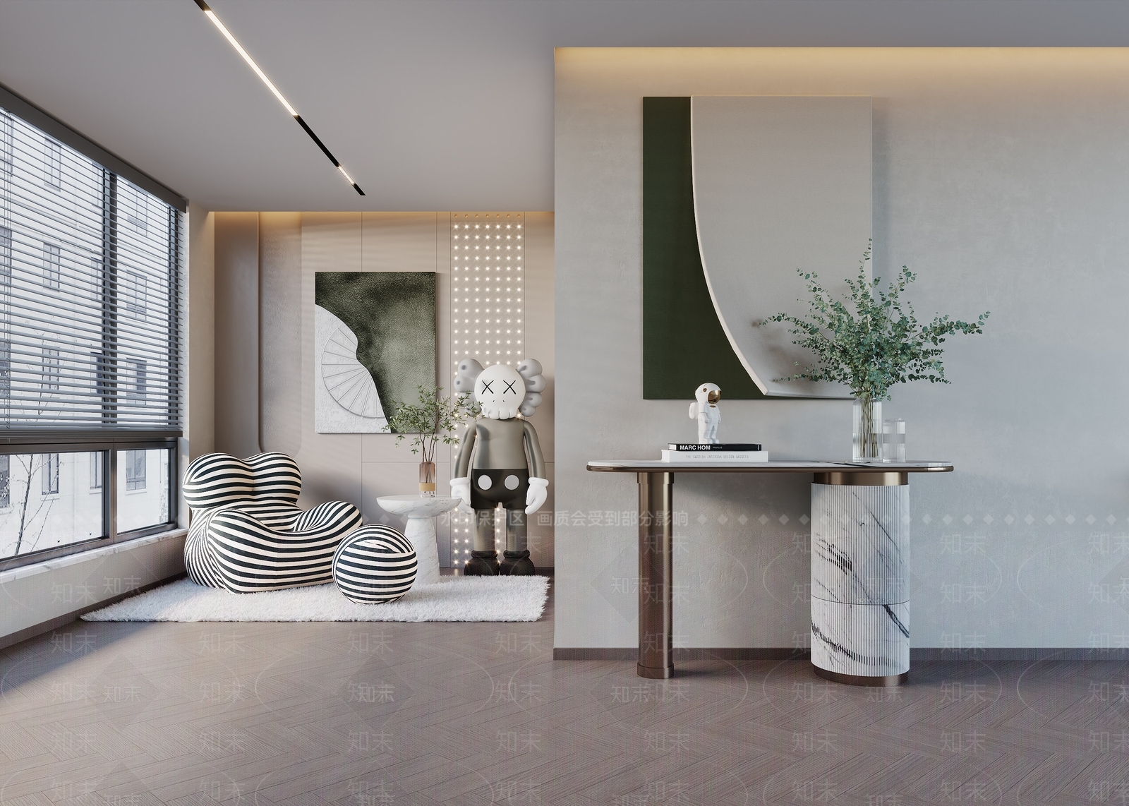 现代端景条案3D模型下载【ID:1131995245】