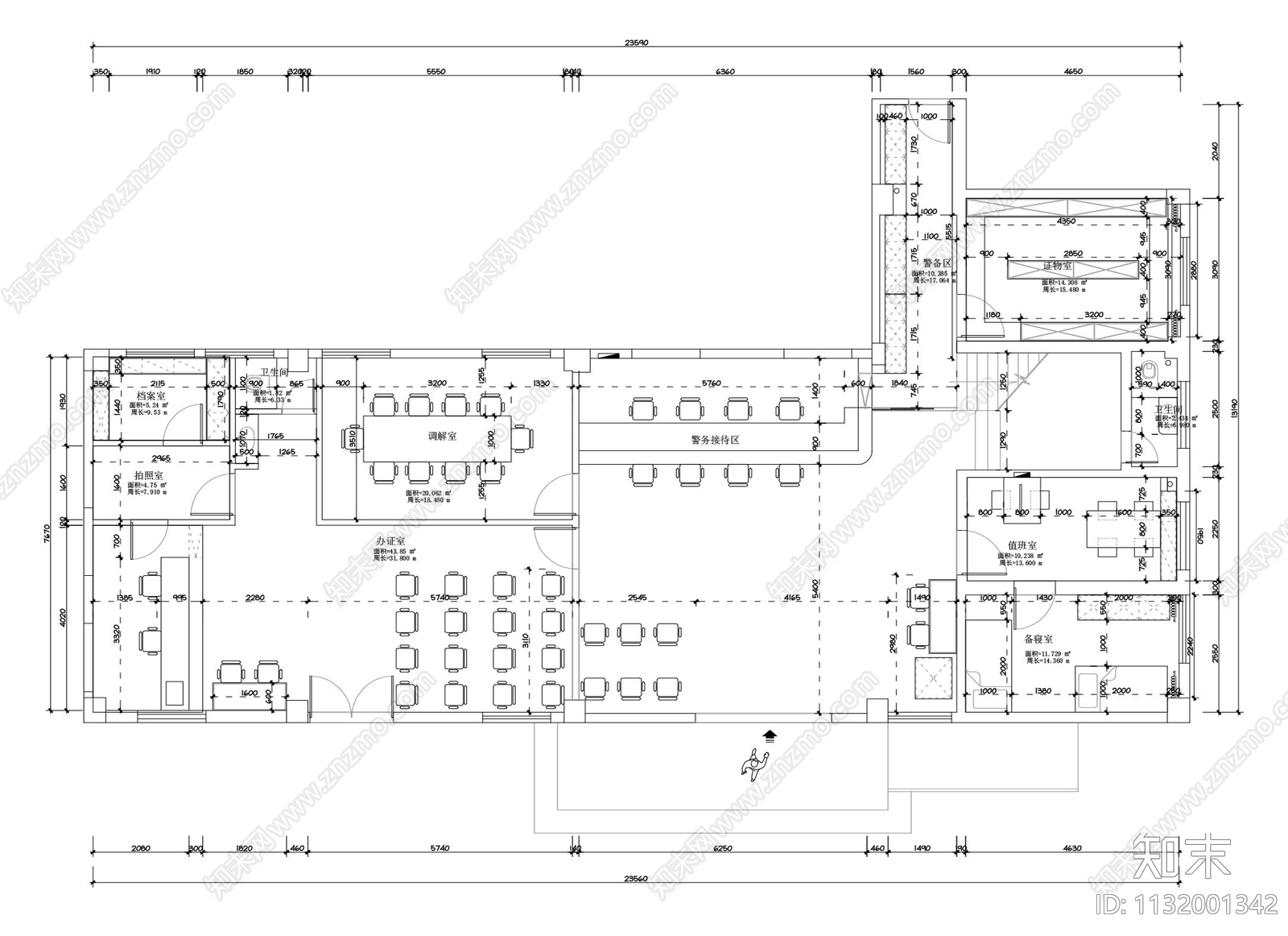 派出所警察局效果图cad施工图下载【ID:1132001342】