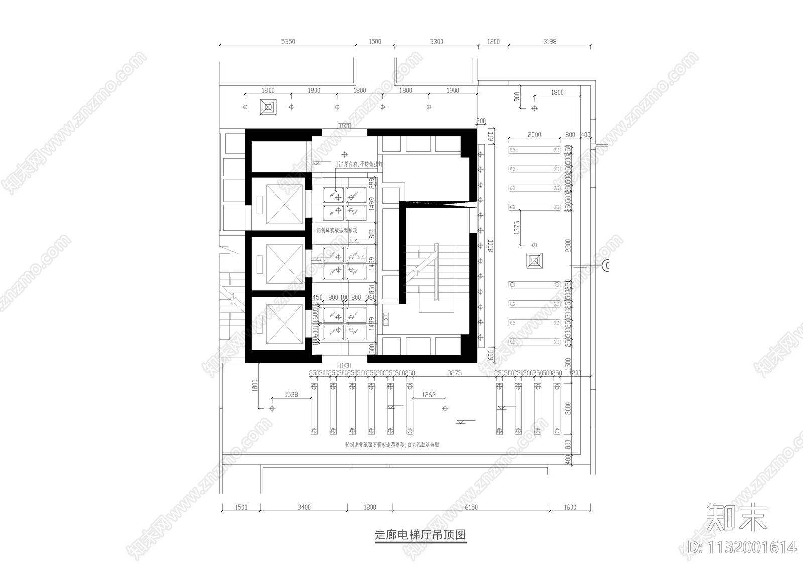 电梯厅装修详图cad施工图下载【ID:1132001614】