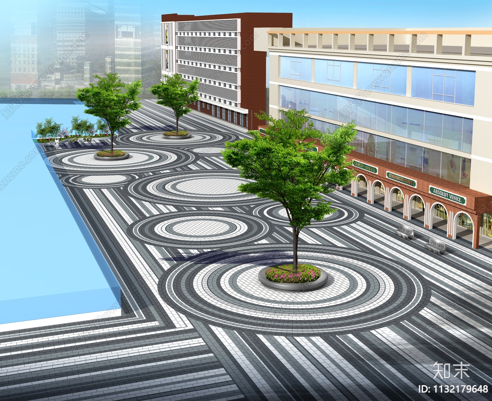 商业街区圆弧线形石材铺装放样施工图下载【ID:1132179648】