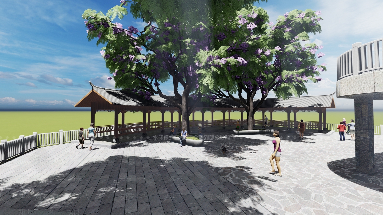 现代山地景观公园SU模型下载【ID:1132200259】