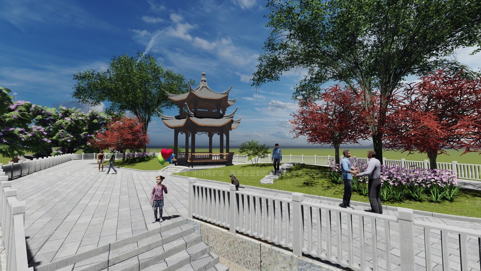 现代山地景观公园SU模型下载【ID:1132200259】