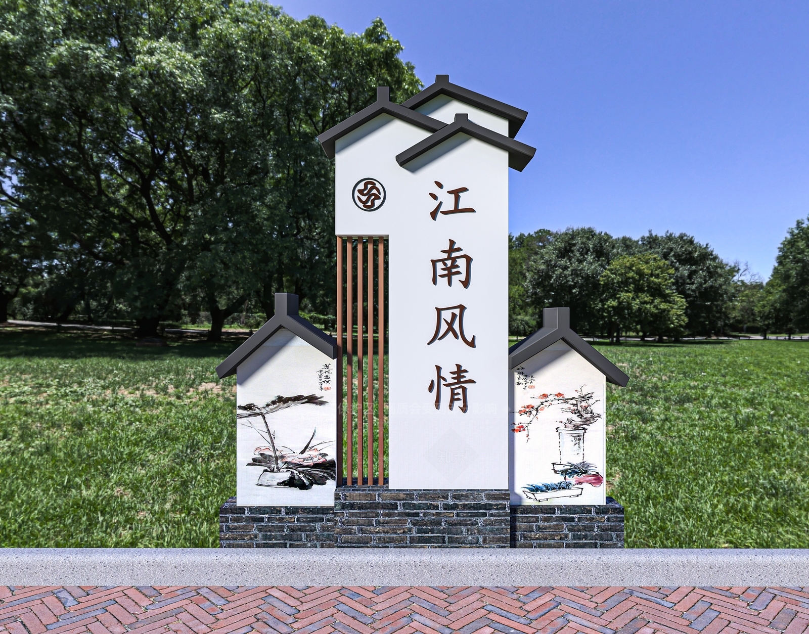 新中式标识牌3D模型下载【ID:1132006419】