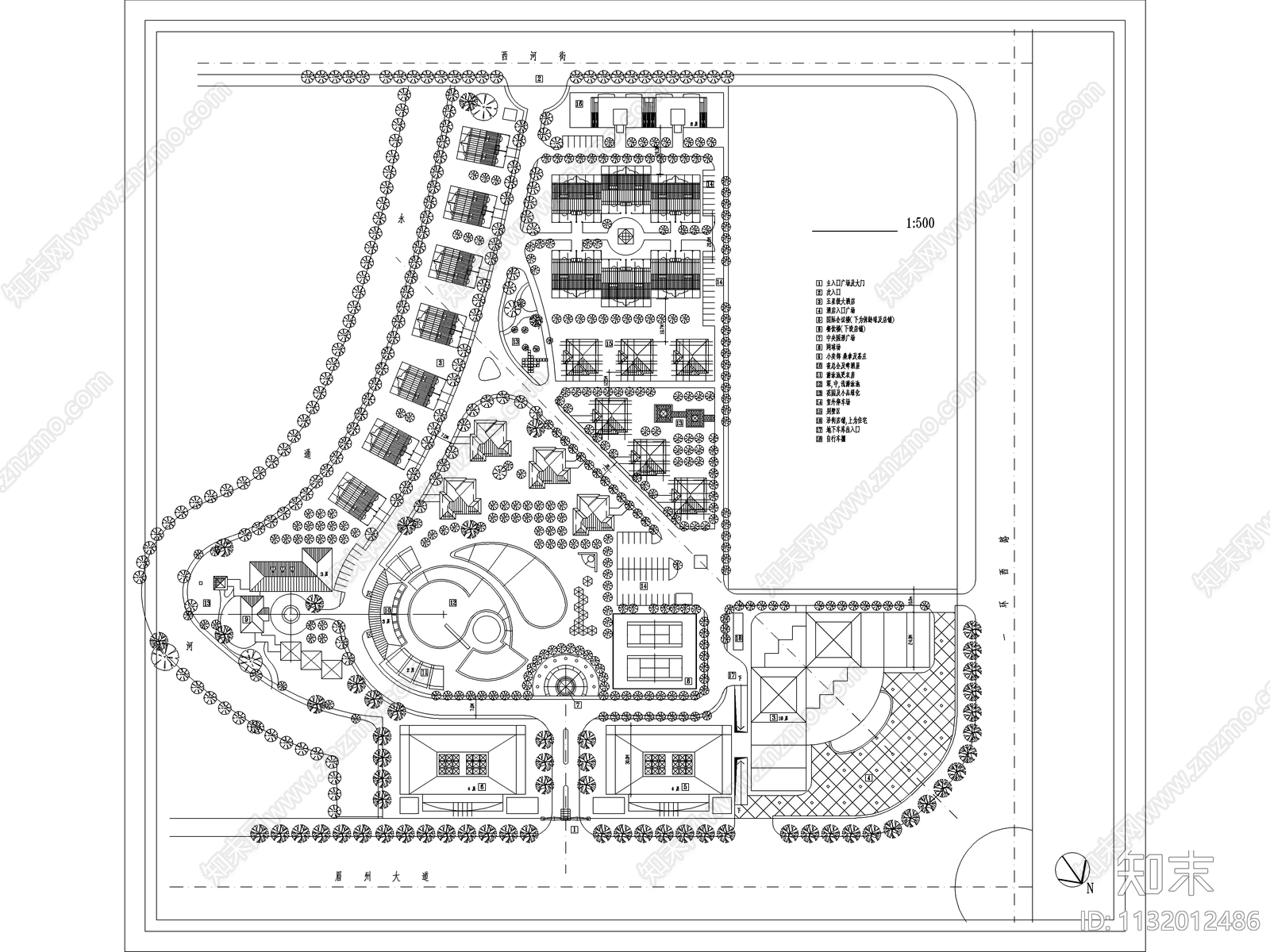 度假村酒店景观设计总平面图施工图下载【ID:1132012486】