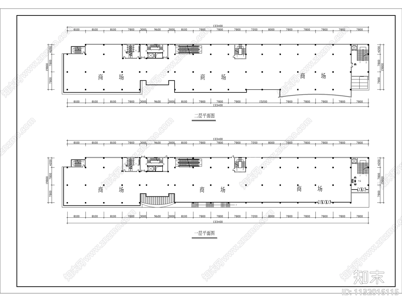 临街商场建筑cad施工图下载【ID:1132016115】