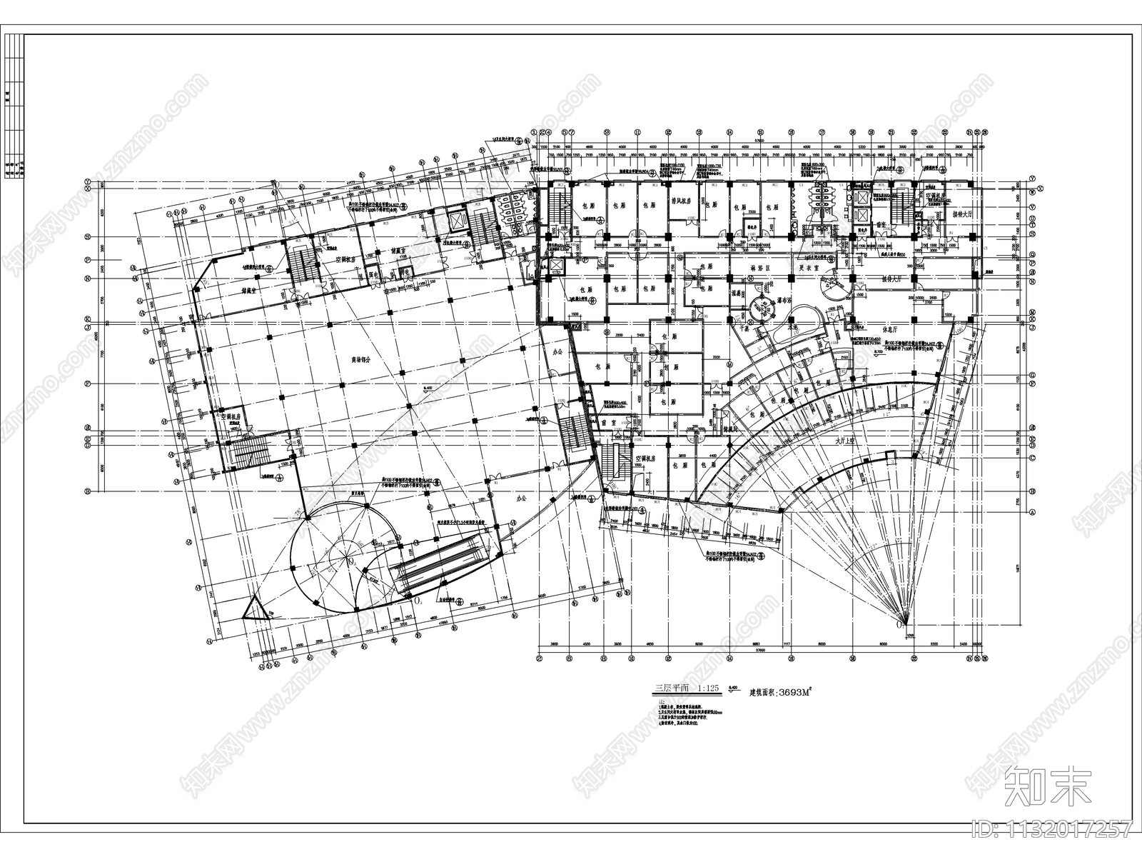 酒店整套建筑cad施工图下载【ID:1132017257】