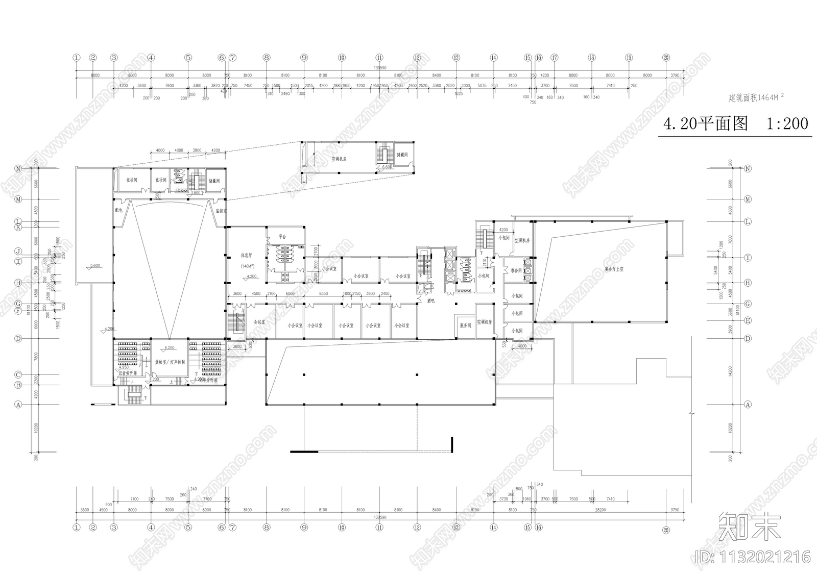 某宾馆和会议中心建筑cad施工图下载【ID:1132021216】