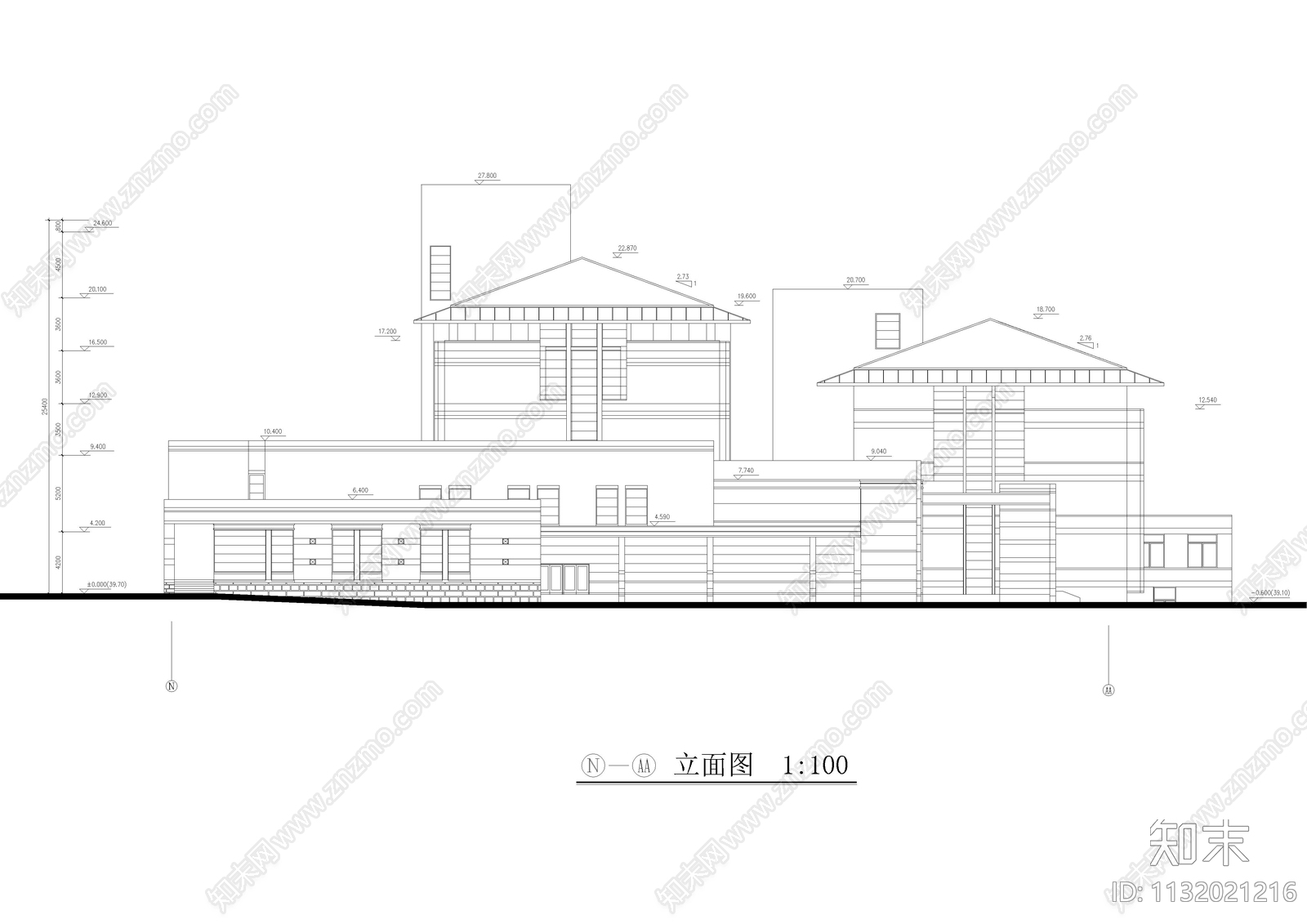 某宾馆和会议中心建筑cad施工图下载【ID:1132021216】