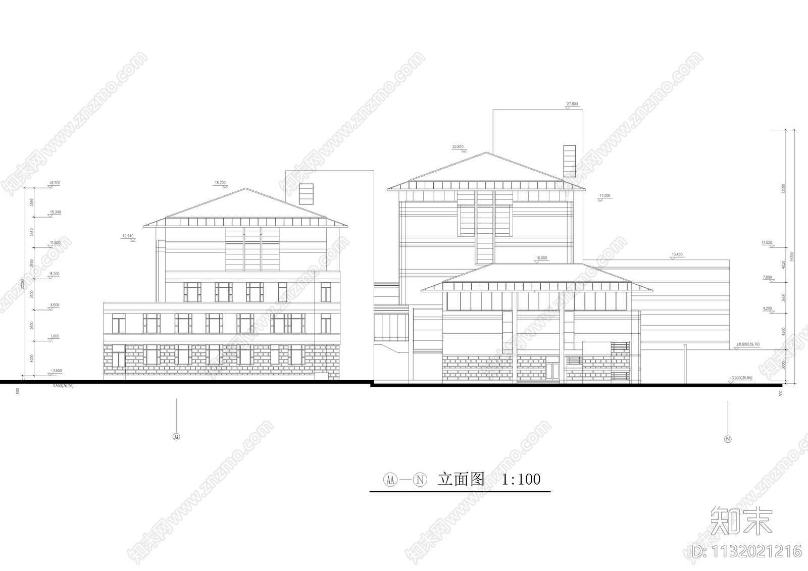 某宾馆和会议中心建筑cad施工图下载【ID:1132021216】